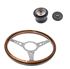 Moto-Lita Steering Wheel & Boss - 14 inch Wood - Drilled Spokes - Dished - Thick Grip - RM8256DTG - 1